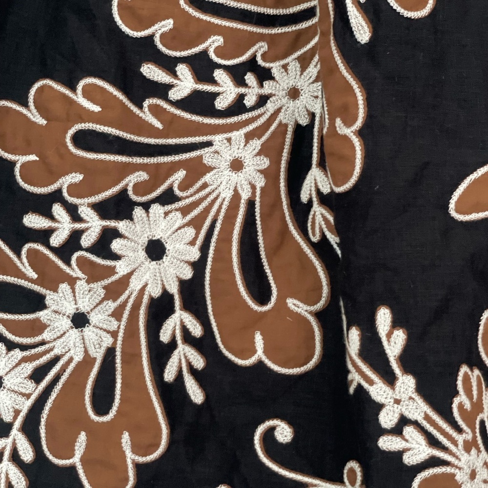 anthropologie midi  Black and Brown Embroidered Skirt - Picture 5 of 10